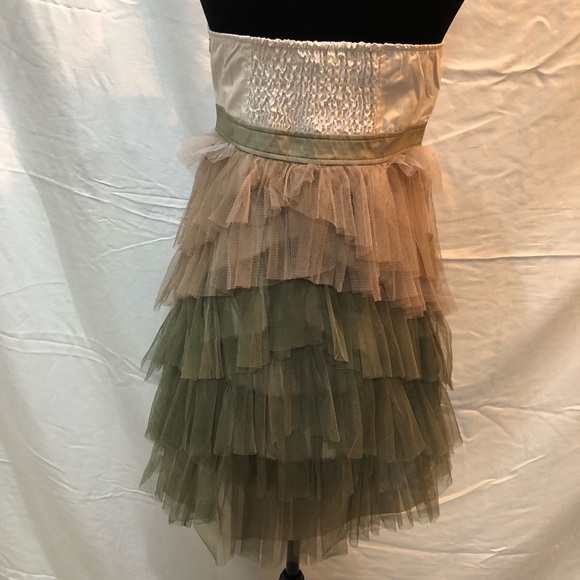 Ryu Green Brown Strapless Tiered Ruffled Sundress - Picture 5 of 5